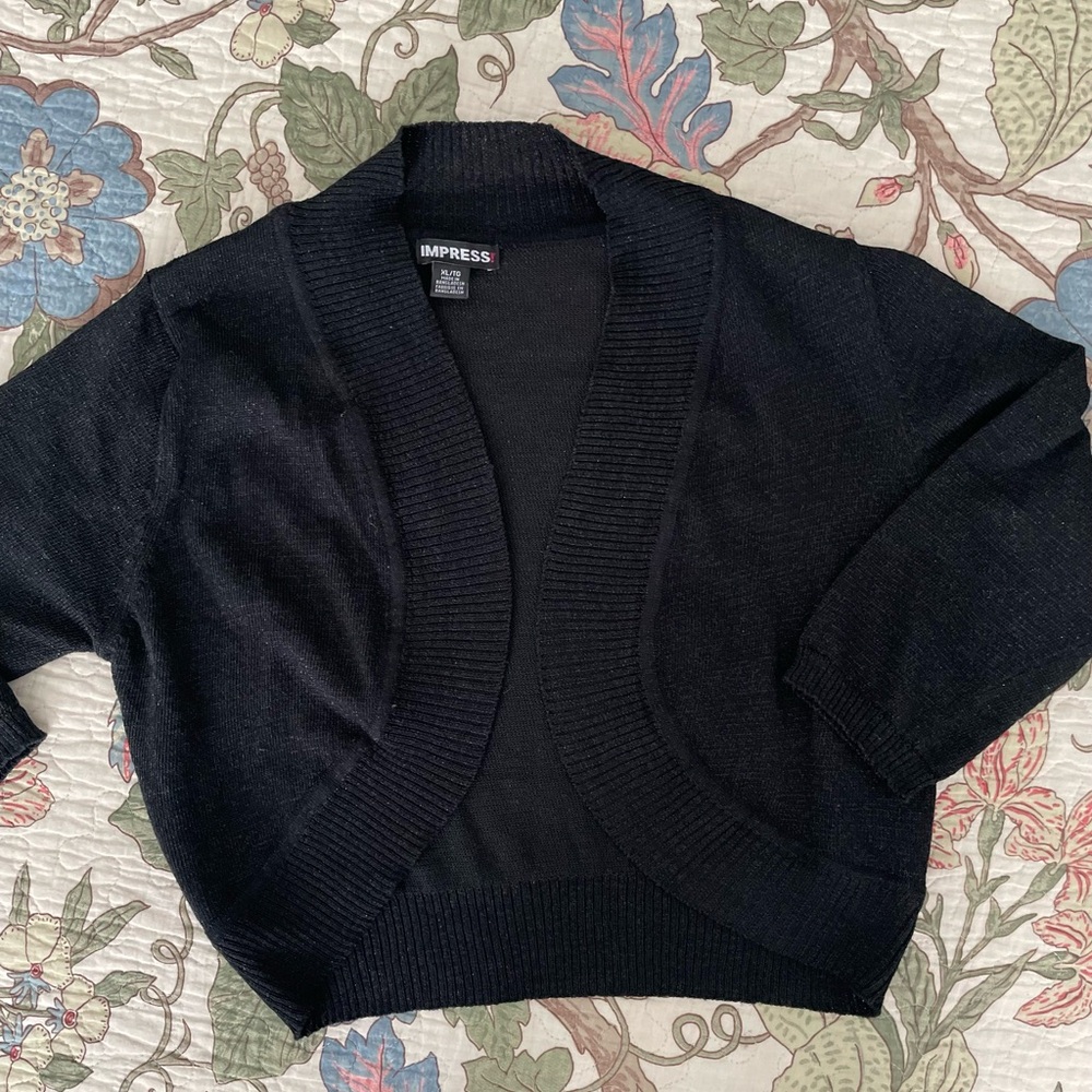 Black Sparkly 3/4 Sleeve Cardigan